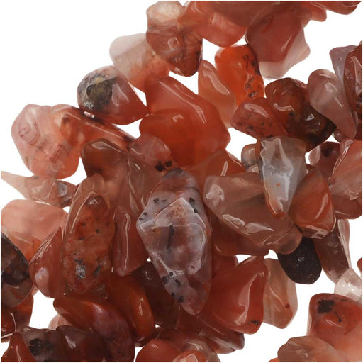 Gemstone Beads, Carnelian, Smooth Chip 6-12mm, 34-36 Inch Strand, Red Orange
