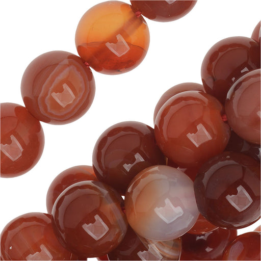 Gemstone Beads, Carnelian, Round 8mm, Deep Orange (15 Inch Strand)