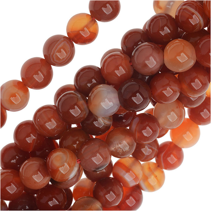 Gemstone Beads, Carnelian, Round 8mm, Deep Orange (15 Inch Strand)