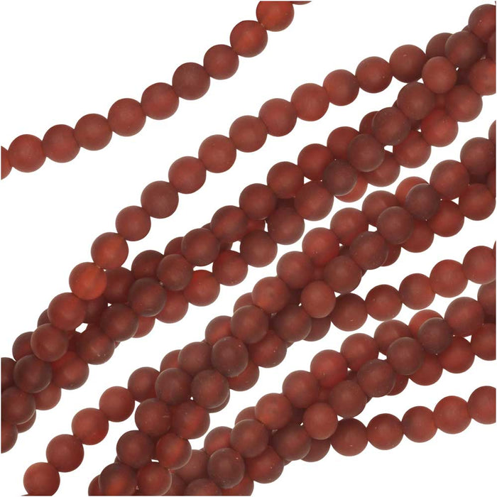 Dakota Stones Gemstone Beads, Red Carnelian, Matte Round 4mm (8 Inch Strand)