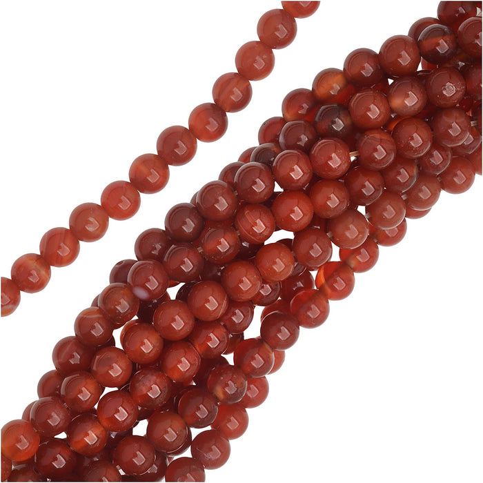 Gemstone Beads, Carnelian, Round 4mm, 14.75 Inch Strand, Red