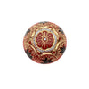 Czech Glass, Engraved Round Cabochons with Gilded Floral Motif 14mm, Gold/Jet on Red (2 Pieces)