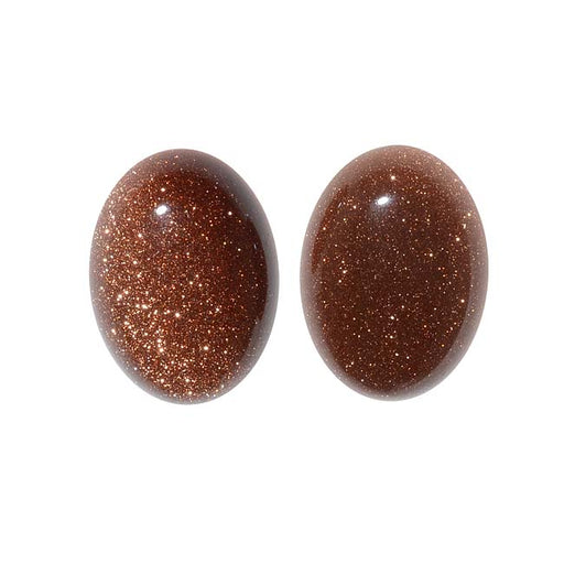 Brown Goldstone Gemstone Oval Flat-Back Cabochons 18x13mm (2 Pieces)
