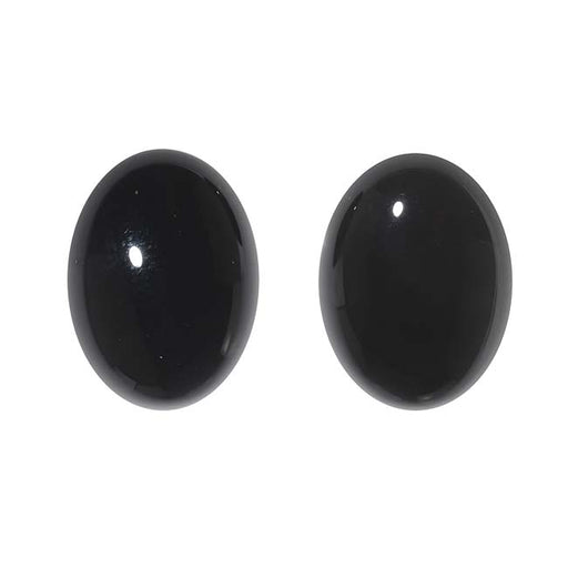 Black Onyx Gemstone Oval Flat-Back Cabochons 18x13mm (2 Pieces)