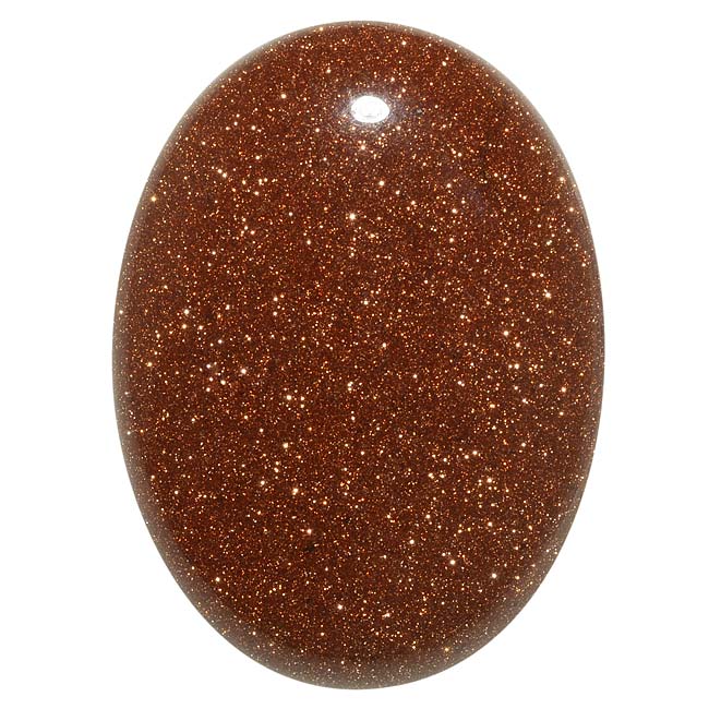 Brown Goldstone Gemstone Oval Flat-Back Cabochon 40x30mm (1 Piece)