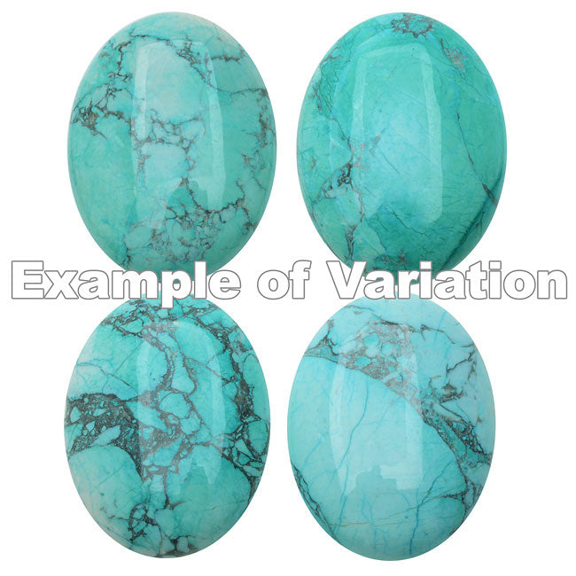 Chinese Turquoise Dyed Howlite Gemstone Oval Flat-Back Cabochon 40x30mm (1 pcs)