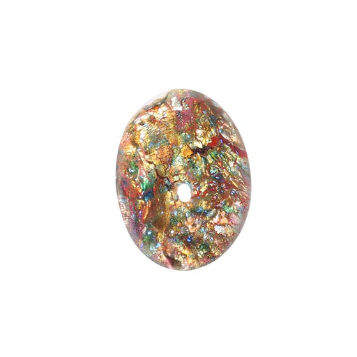 Rainbow Foiled Faux Red Opal Glass Cabochon 18x13mm Oval (1 pcs)