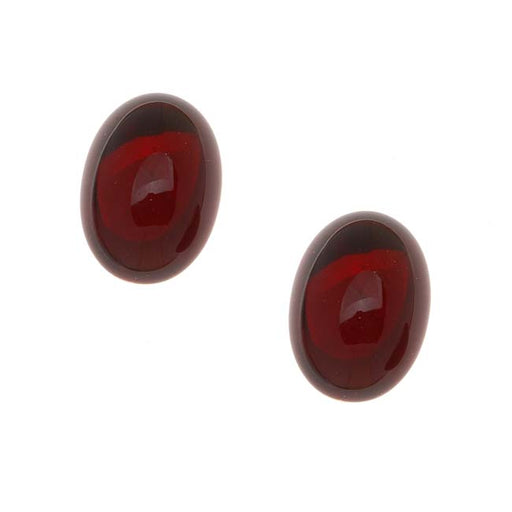 Glass Cabochons - 18x13mm Ovals - Garnet Red Foiled (2 Pieces)