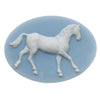 Vintage Style Lucite Oval Cameo Blue With White Horse 40 x 30mm (1 pcs)