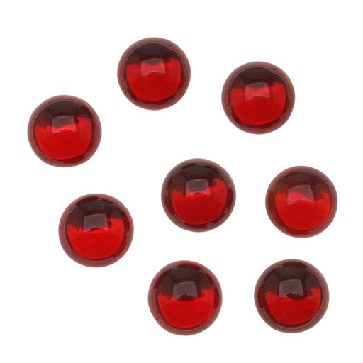 Glass Cabochons - 9mm Round - Garnet Red Foiled (8 Pieces)