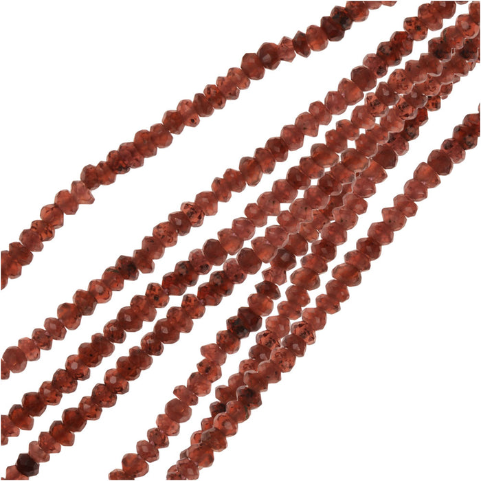 Gemstone Beads, Garnet, Faceted Roundelle 3x2mm, Burnt Orange (14 Inch Strand)