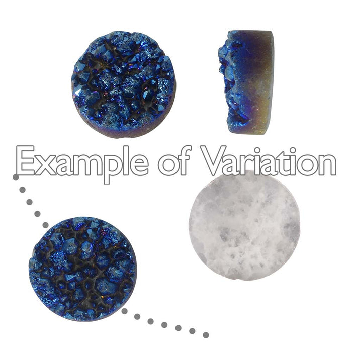 Dakota Stones Gemstone Beads, Agate Druzy, Coin 12mm Iridescent Blue (2 Pieces)