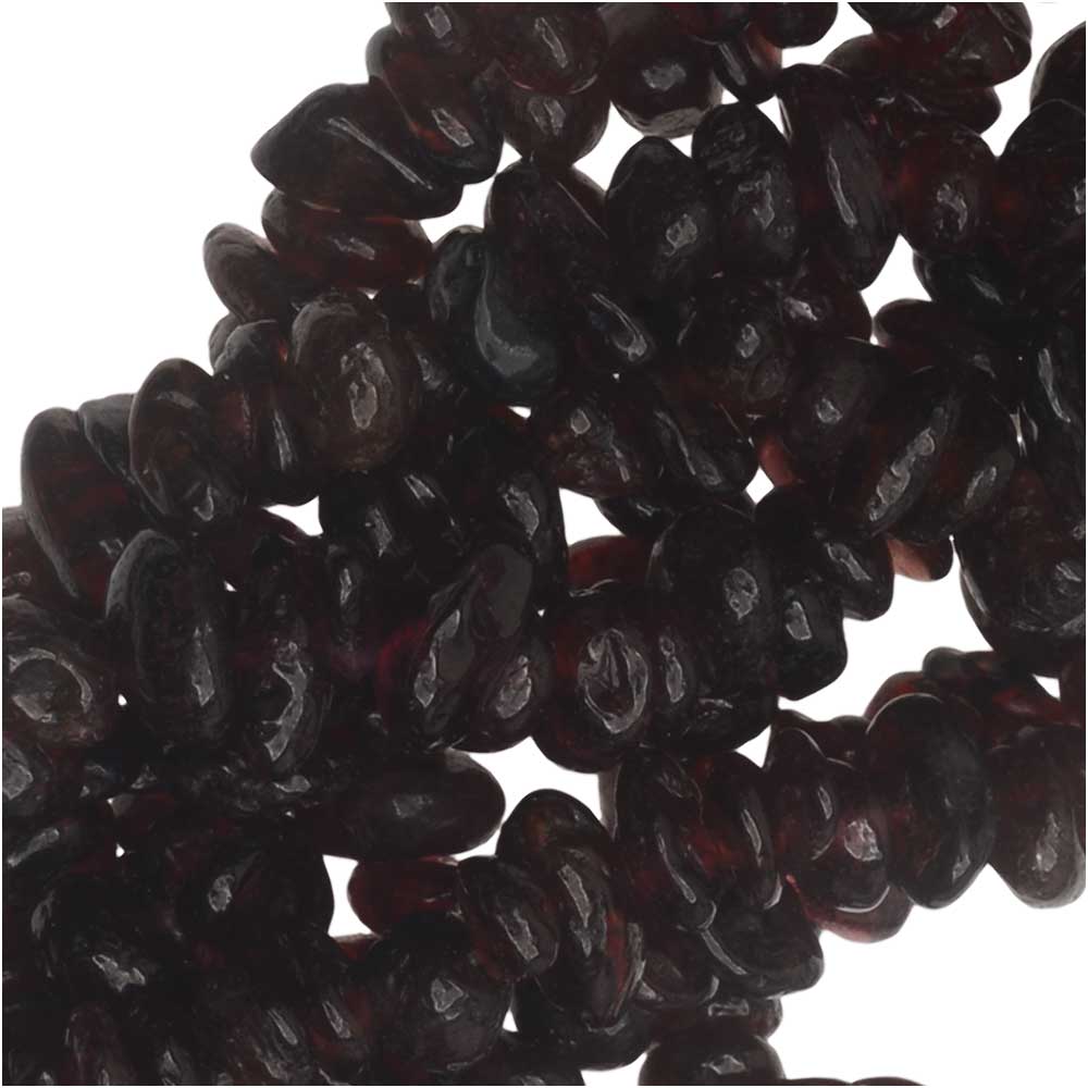 Gemstone Beads, Garnet, Smooth Chip 4-6mm, Deep Red (36 Inch Strand)
