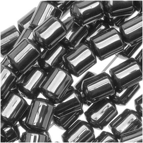 Gemstone Beads, Hematite, Tube 5x4mm, Metallic Gray (15.5 Inch Strand)