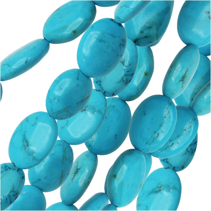 Gemstone Beads, Dyed Howlite, Oval 14x10mm, Turquoise Blue (16 Inch Strand)
