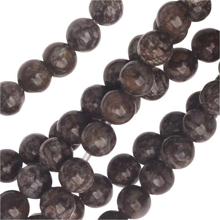 Gemstone Beads, Obsidian, Round 4.5mm, Brown Snowflake (15.5 Inch Strand)