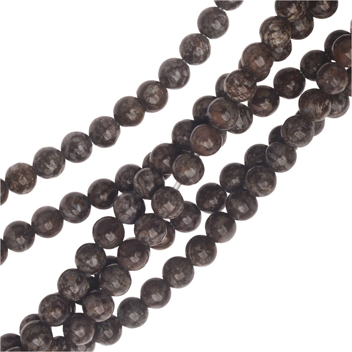 Gemstone Beads, Obsidian, Round 4.5mm, Brown Snowflake (15.5 Inch Strand)