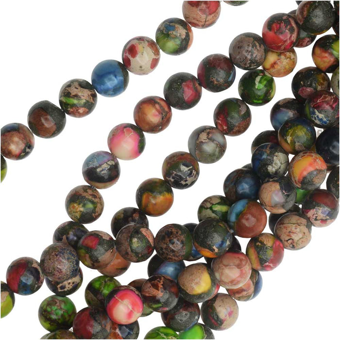 Dakota Stones Gemstone Beads, Mixed Impression Jasper, Round 6mm, 8 Inch Strand