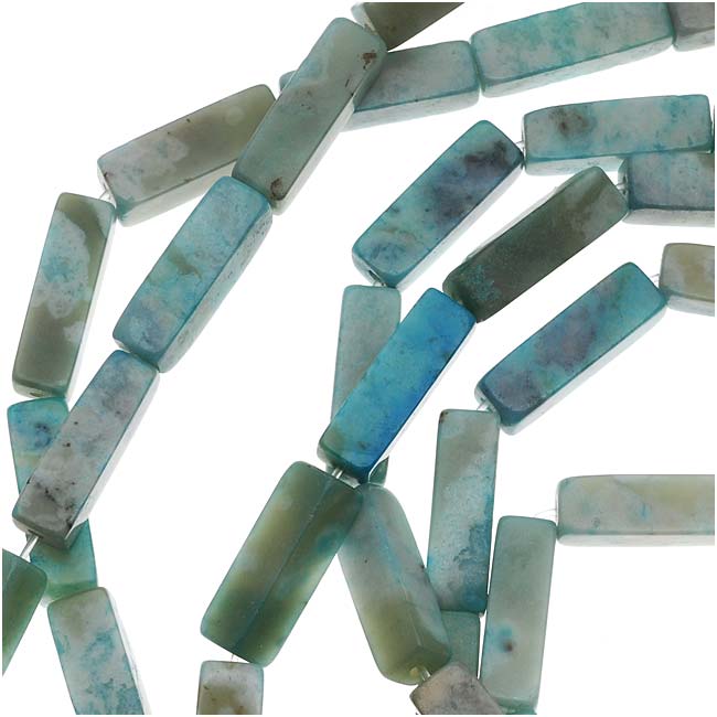 Gemstone Beads, Turquoise Jasper, Rectangle Tube 13x4mm, Blue/Green (16 Inch Strand)