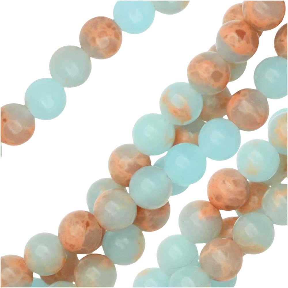 Dakota Stones Gemstone Beads, Powder Blue Impression Jasper, Round 4mm (8 Inch Strand)