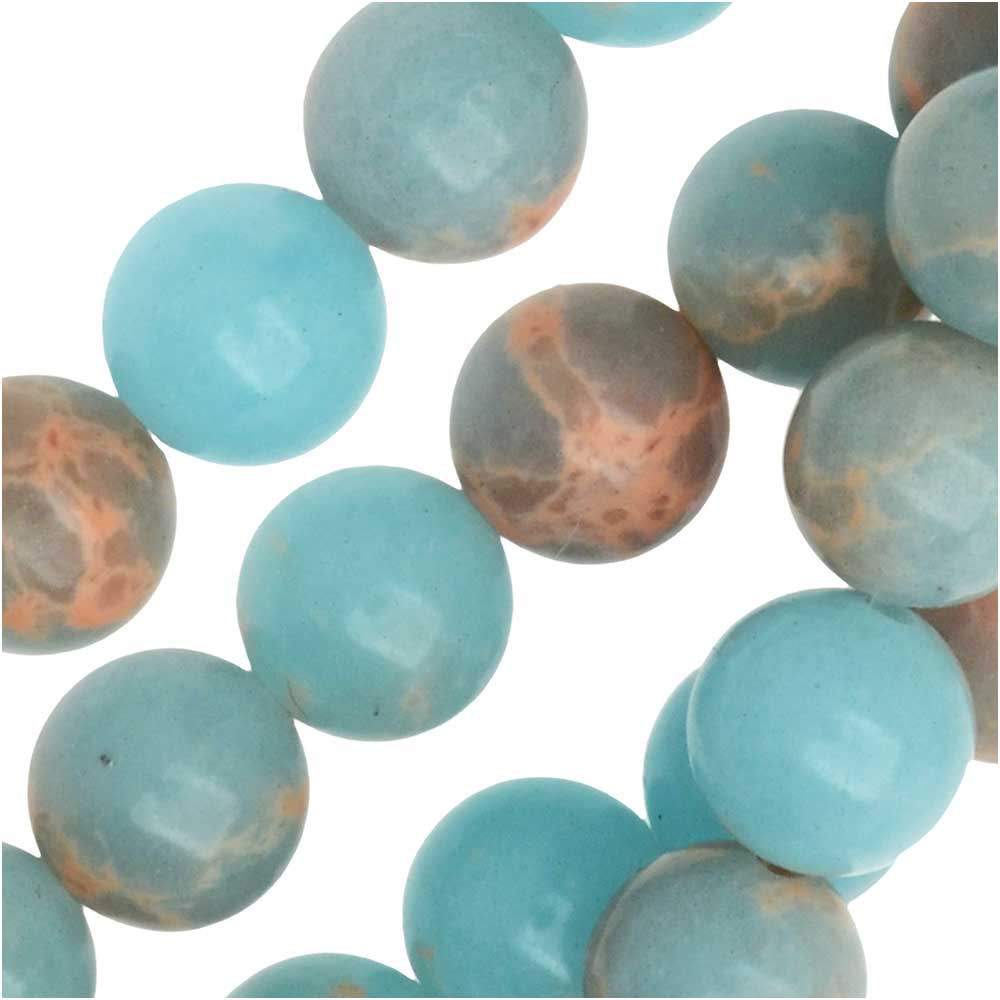 Dakota Stones Gemstone Beads, Powder Blue Impression Jasper, Round 8mm (8 Inch Strand)