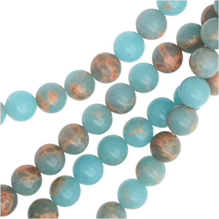 Dakota Stones Gemstone Beads, Powder Blue Impression Jasper, Round 8mm (8 Inch Strand)