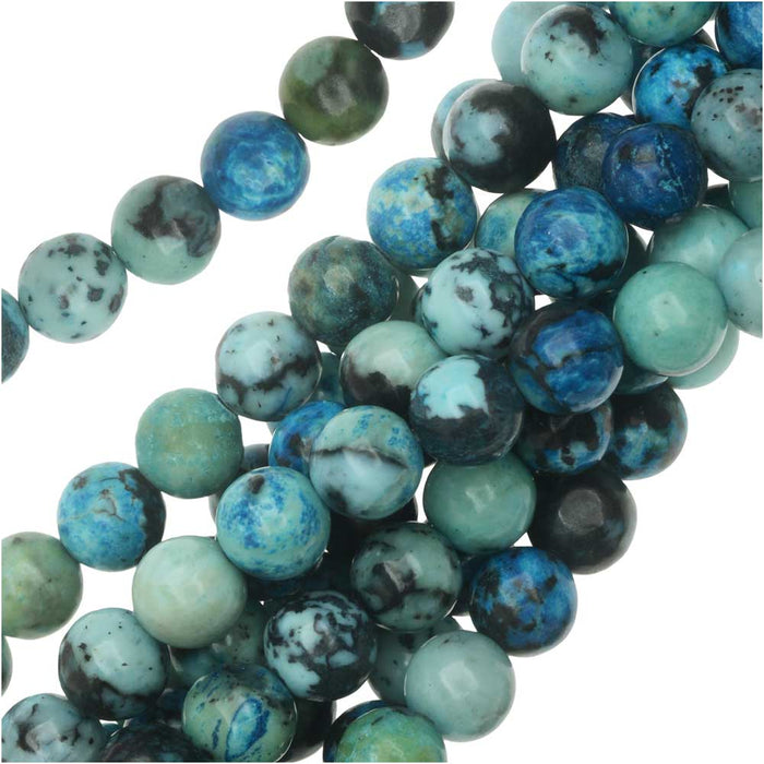Gemstone Beads, Ocean Jasper, Round 6mm, Aqua Blue (15.5 Inch Strand)