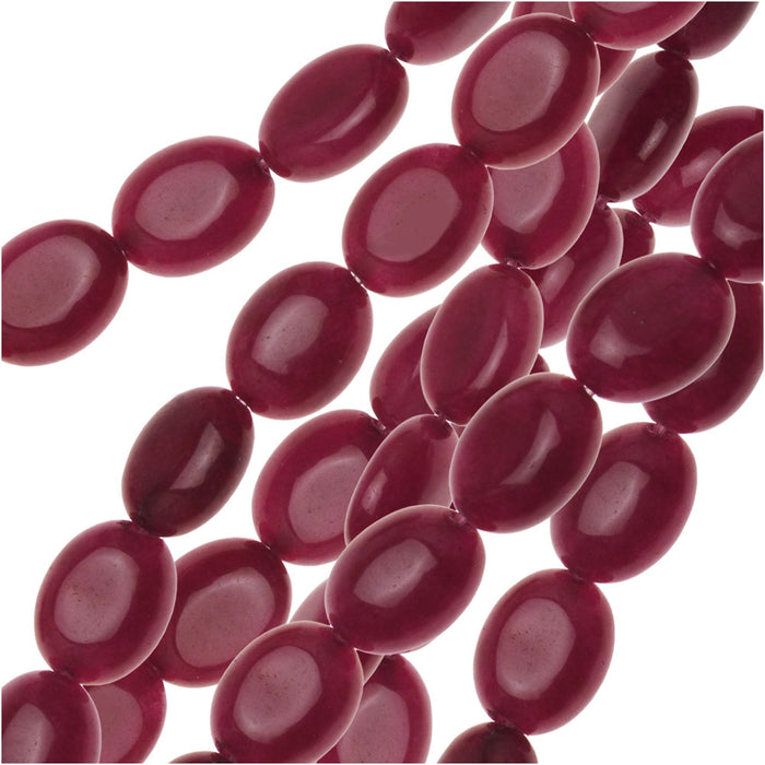 Gemstone Beads, Red Dyed Jade, Oval 10x8mm (15.5 Inch Strand)