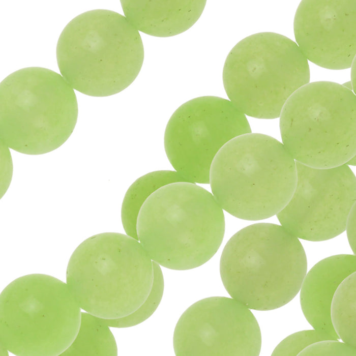Gemstone Beads, Candy Jade, Round 6mm, Neon Yellow Green (15 Inch Strand)