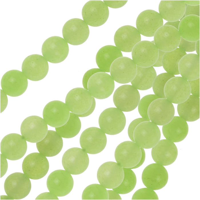 Gemstone Beads, Candy Jade, Round 6mm, Neon Yellow Green (15 Inch Strand)