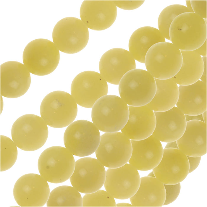 Gemstone Beads, Yellow Olive Jade, Round 8mm (15 Inch Strand)
