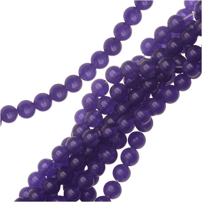 Gemstone Beads, Candy Jade, Round 4mm, Dark Purple (15 Inch Strand)