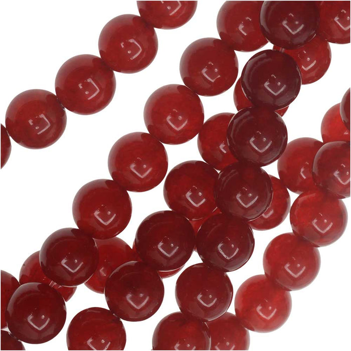 Gemstone Beads, Candy Jade, Round 8mm, Dark Red (15 Inch Strand)