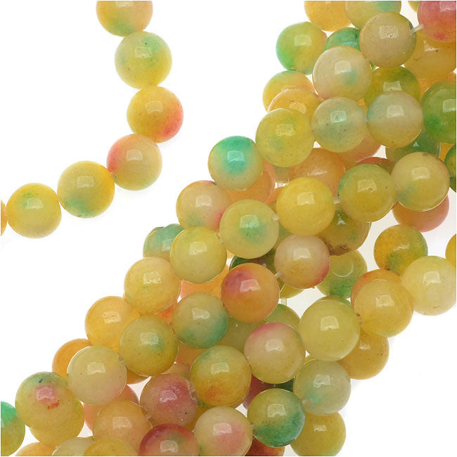 Gemstone Beads, Candy Jade, Roujnd 6mm, Confetti (15.5 Inch Strand)