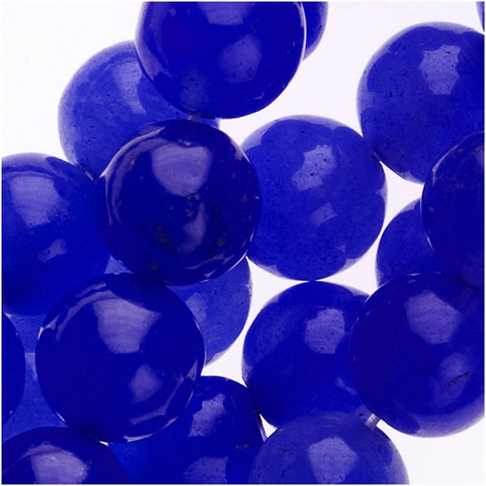 Gemstone Beads, Candy Jade, Round 8mm, Royal Blue (14 Inch Strand)