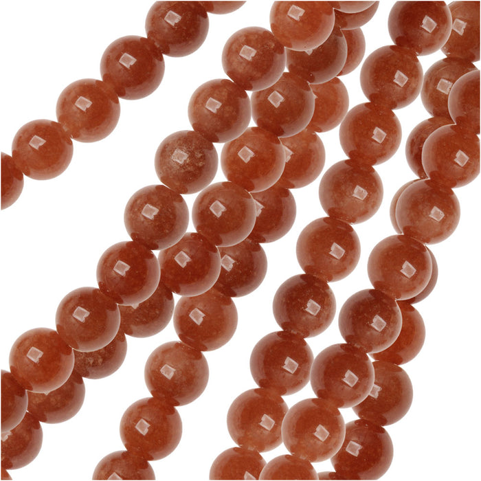 Gemstone Beads, Candy Jade, Round 6mm, Dark Apricot (15 Inch Strand)