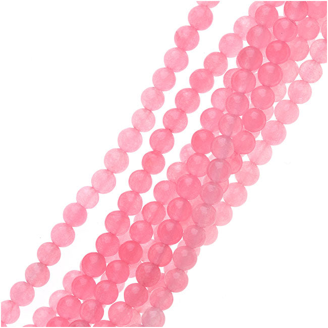 Gemstone Beads, Candy Jade, Round 4mm, Pink (15 Inch Strand)