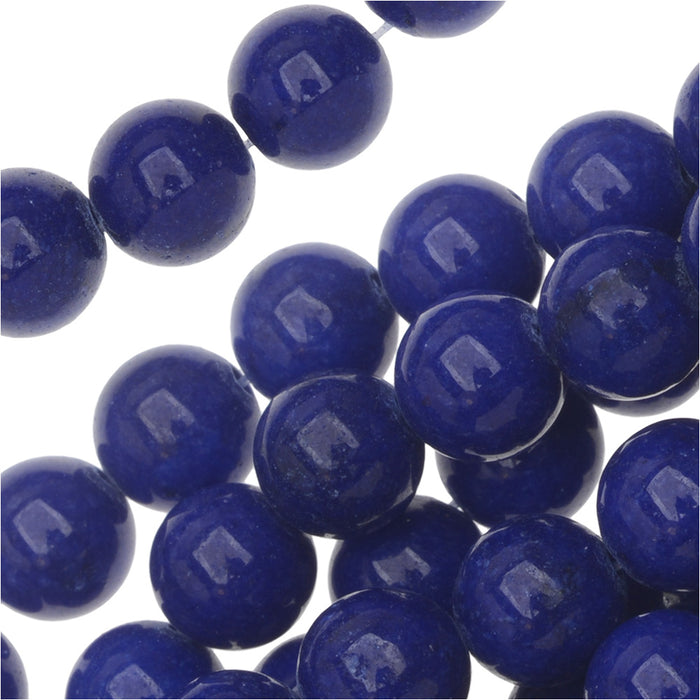 Gemstone Beads, Candy Jade, Round 8mm, Lapis Blue (14.5 Inch Strand)