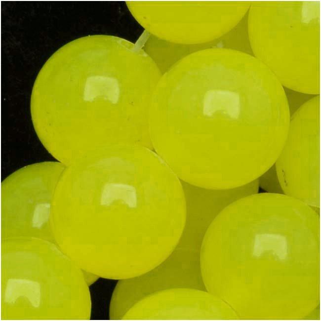 Gemstone Beads, Candy Jade, Round 8mm, Lemon Yellow (15 Inch Strand)