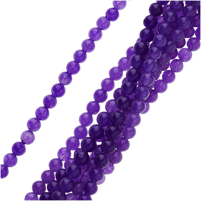 Gemstone Beads, Candy Jade, Round 4mm, Dark Purple (15.5 Inch Strand)