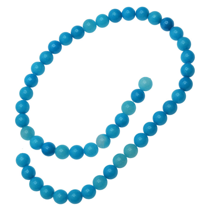 Gemstone Beads, Candy Jade, Round 8mm, Capri Blue (15 Inch Strand)