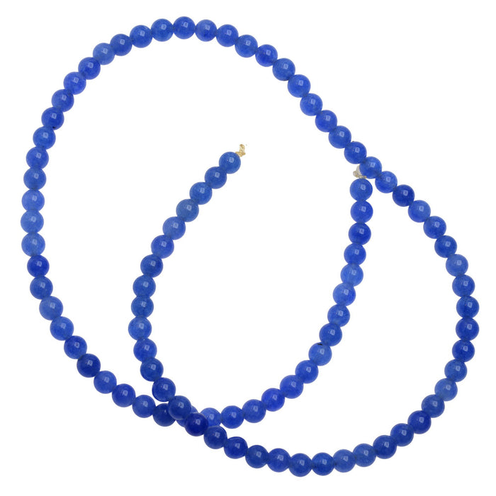Gemstone Beads, Candy Jade, Round 4mm, Blue (15.5 Inch Strand)