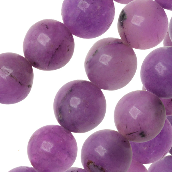 Gemstone Beads, Candy Jade, Round 8mm, Lilac Purple (15.5 Inch Strand)