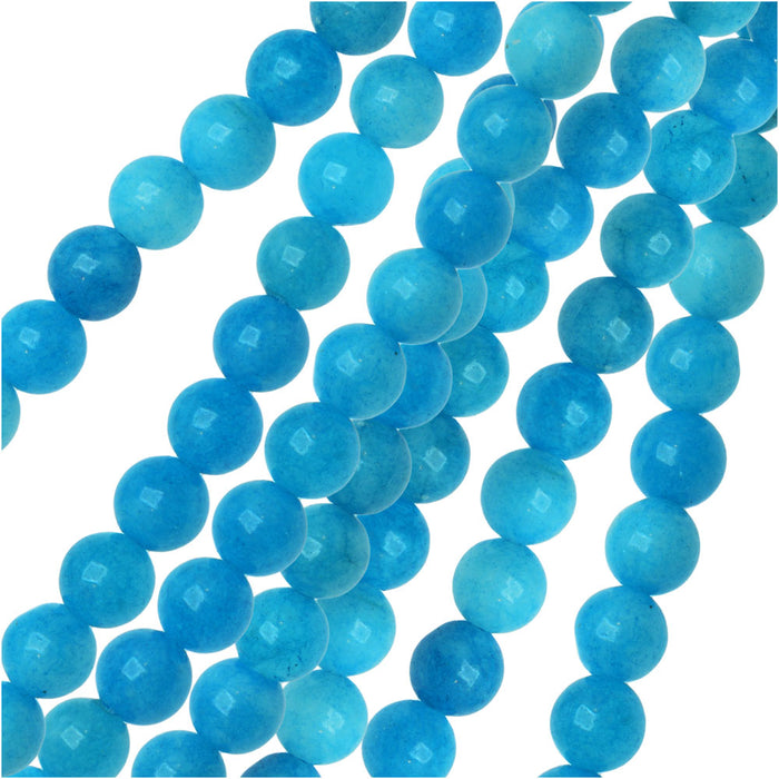 Gemstone Beads, Candy Jade, Round 6mm, Capri Blue (15.5 Inch Strand)