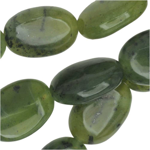 Dakota Stones Gemstone Beads, Green Jade, Oval 10x14mm (8 Inch Strand)