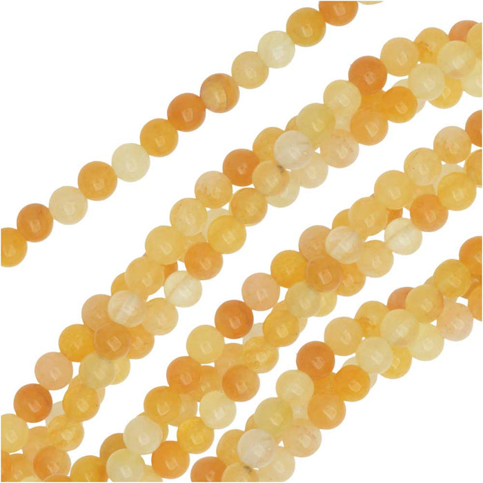 Dakota Stones Gemstone Beads, Yellow Jade, Round 4mm (8 Inch Strand)