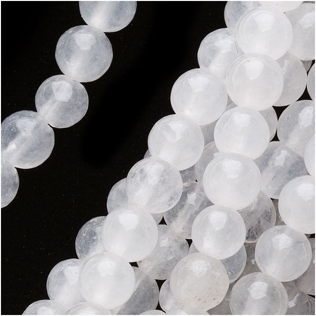 Gemstone Beads, Jade Serpentine, Round 4mm, White (15 Inch Strand)