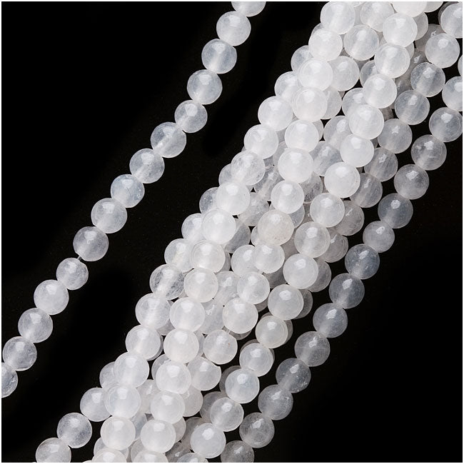 Gemstone Beads, Jade Serpentine, Round 4mm, White (15 Inch Strand)