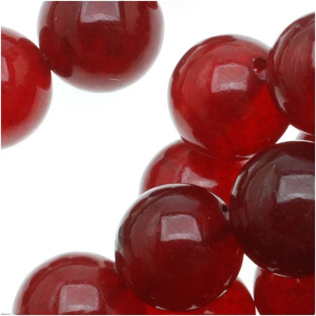 Gemstone Beads, Candy Jade, Round 8mm, Raspberry Red (15.5 Inch Strand)