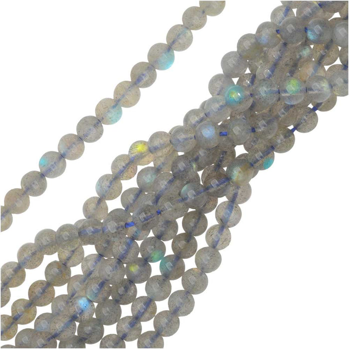 Dakota Stones Gemstone Beads, Labradorite, Round 4mm (8 Inch Strand)